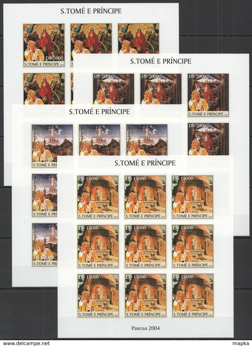 ZZ240 IMPERFORATE 2004 S.TOME E PRINCIPE ART PASCOA JOHN PAUL II !!! 9SET MNH - Religious