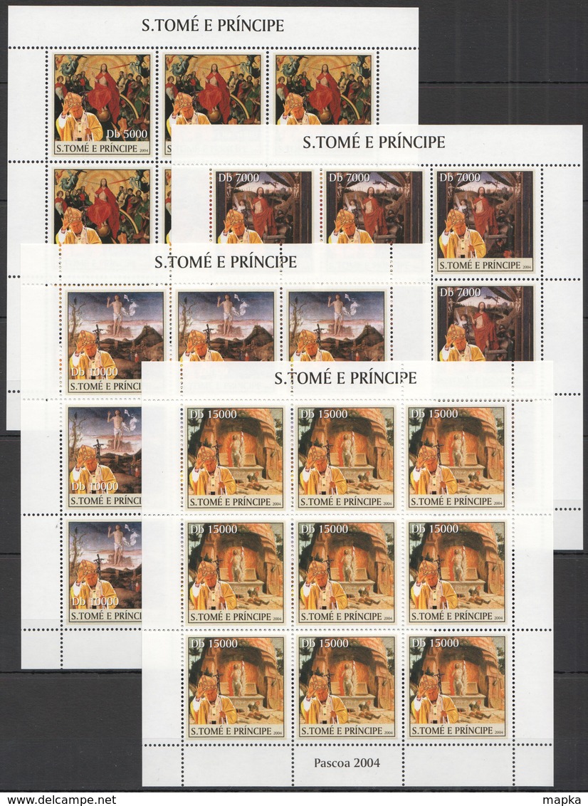 ZZ241 2004 S.TOME E PRINCIPE ART PAINTINGS PASCOA POPE JOHN PAUL II !!! 9SET MNH - Religious