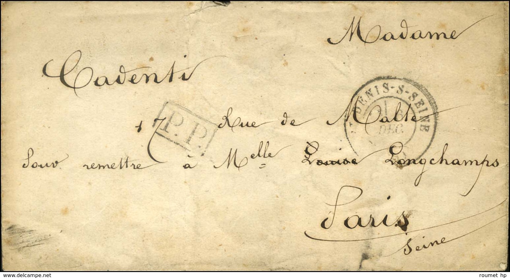 Càd ST DENIS-S-SEINE (60) 6 DEC. 70 + PP Sur Lettre Avec Texte Pour Paris. - TB. - Oorlog 1870