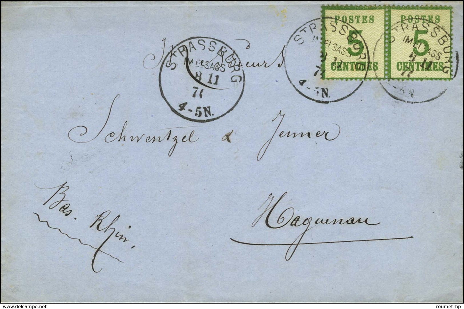 Càd STRASSBURG / IM ELSASS / Alsace N° 4 Paire Sur Lettre Pour Hagenau. 1871. - SUP. - Brieven En Documenten