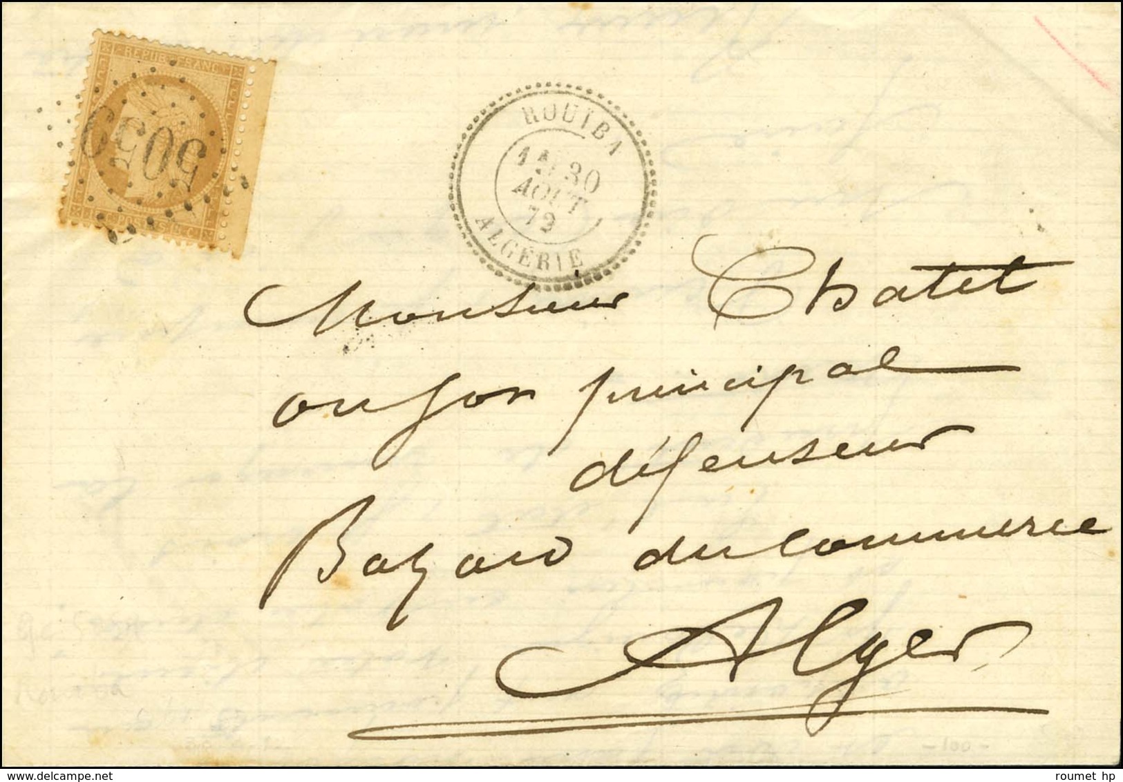 GC 5059 / N° 59 Petit Bdf Càd T 24 ROUIBA / ALGERIE Sur Lettre Locale Pour Alger. 1872. - SUP. - R. - Other & Unclassified