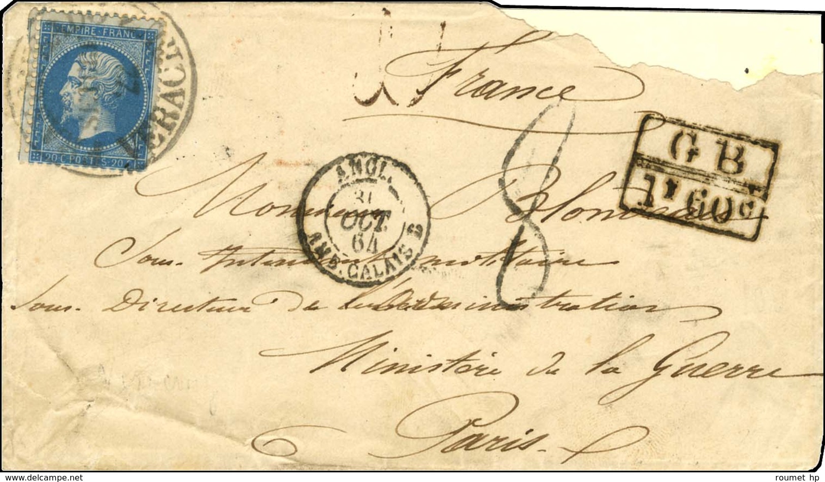 Grand Càd VERA CRUZ / N° 22 Sur Lettre Insuffisamment Affranchie Pour Paris (déchirure Angle Supérieur Droit). Au Recto, - Legerstempels (voor 1900)