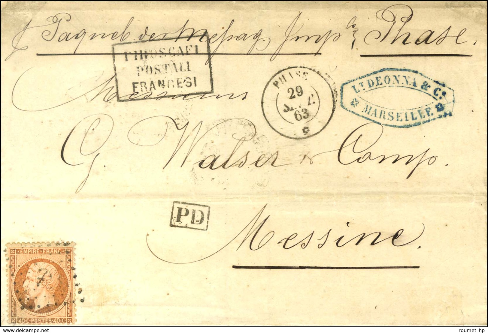 Ancre / N° 23 Càd PHASE / * 29 SEPT. 63 Sur Lettre De Marseille Pour Messine. - TB. - Maritieme Post