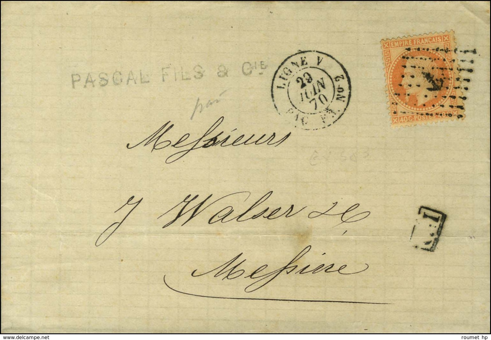 Ancre / N° 31 Càd LIGNE V / PAQ. FR N° 2 Sur Lettre De Marseille Pour Messine. 1870. - TB / SUP. - Maritieme Post