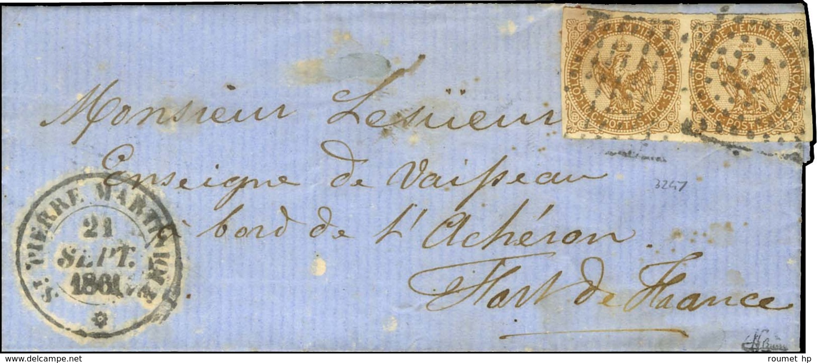 Losange / CG N° 3 (paire) Càd ST PIERRE MARTINIQUE Sur Lettre  Pour Fort De France. 1861. - TB / SUP. - R. - Maritime Post