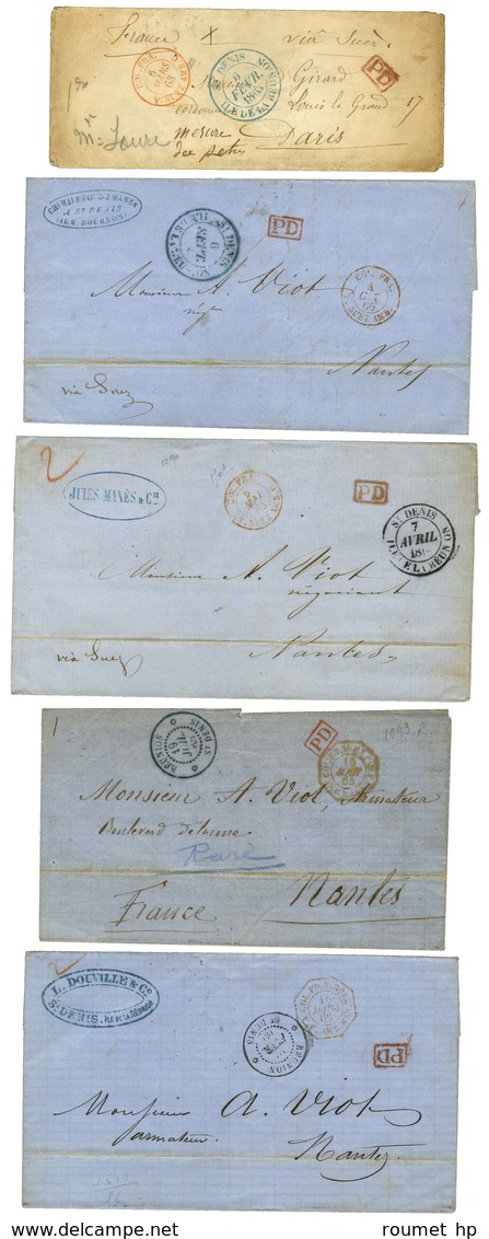 Lot De 5 Lettres De La Réunion Avec Càd De St Denis. - TB. - Maritime Post