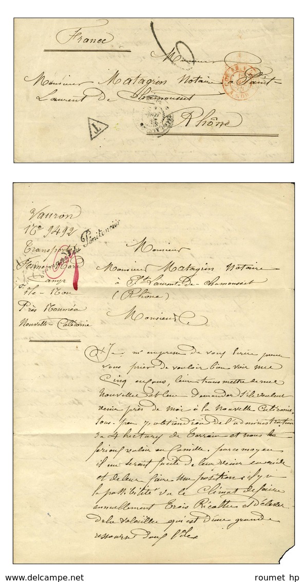 Càd Nlle - CALEDONIE / NOUMEA Sur Lettre Non Affranchie Avec Texte D'un Transporté à L'Ile Nou. Dans Le Texte, Censure : - Maritieme Post