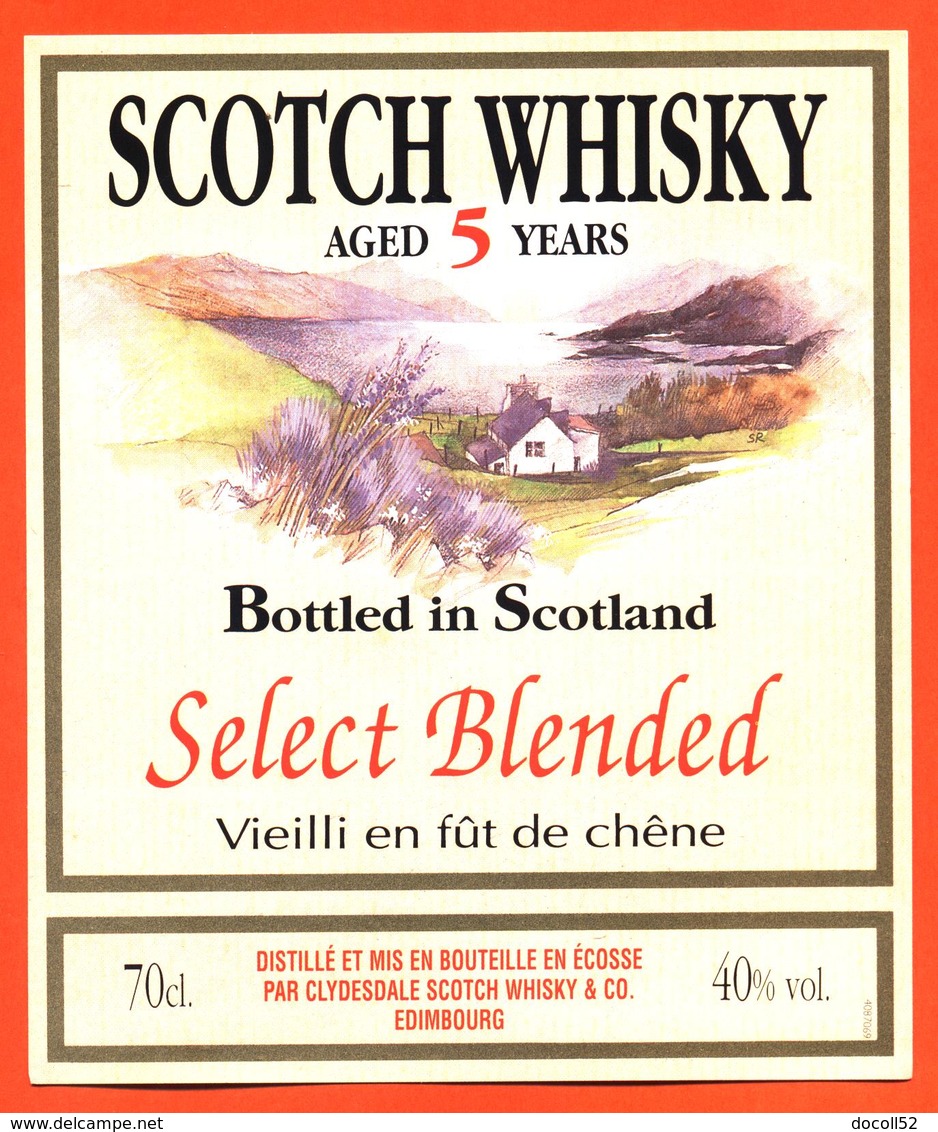 étiquette De Scotch Whisky 5 Ans D'age Scotland à Edimbourg - 40°/° - 70 Cl - Whisky