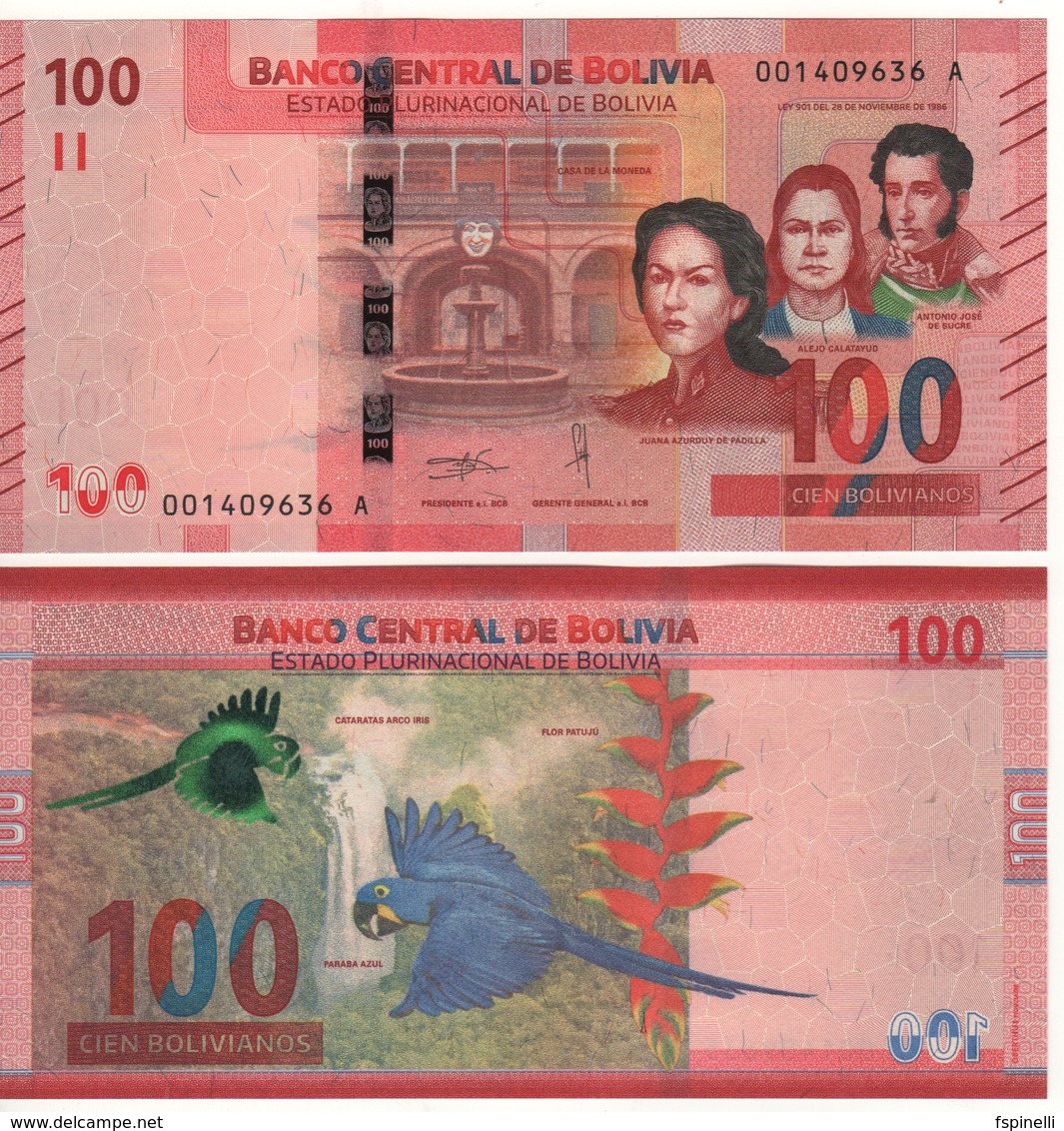 BOLIVIA  Attractive New Issue 100 Bolivianos  Serie  A   (2019)    Pnew   UNC - Bolivië