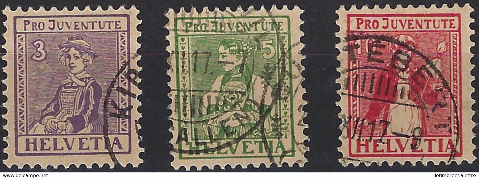 ⭐ Suisse - YT N° 154 à 156 - Oblitéré - TB - 1917 ⭐ - Used Stamps