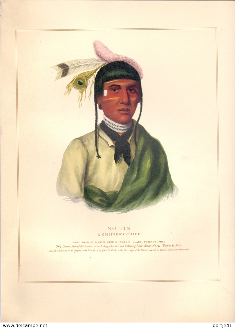 Prent Image - Native Indian - Indiaan - No Tin - A Chippewa  Chief - Estampes & Gravures