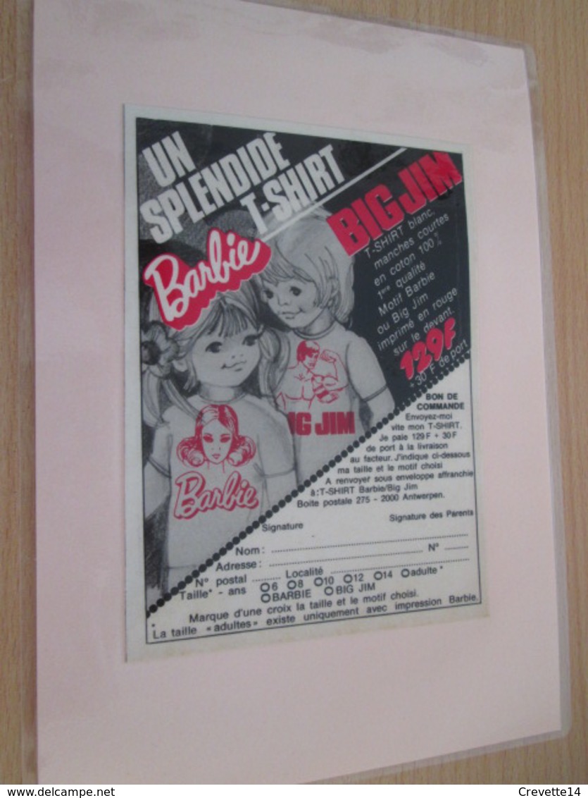 BARBIE OU BIG JIM  Pour  Collectionneurs ... PUBLICITE  Page A5 De Revue Des Années 70 Plastifiée Par Mes Soins - Barbie