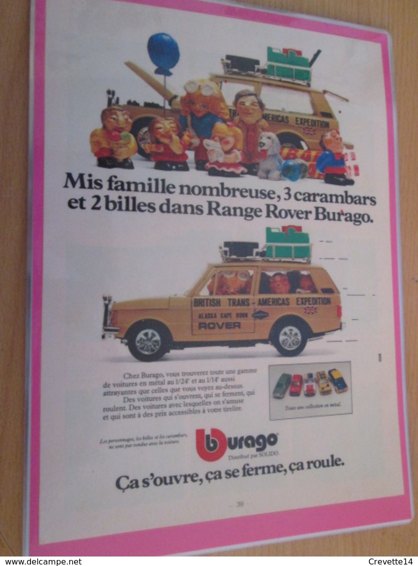 Page De Revue Des Années 60/70 : PUBLICITE VOITURES MINIATURES BURAGO ALFA ROMEO  Dimensions :  PAGE A4 - Burago