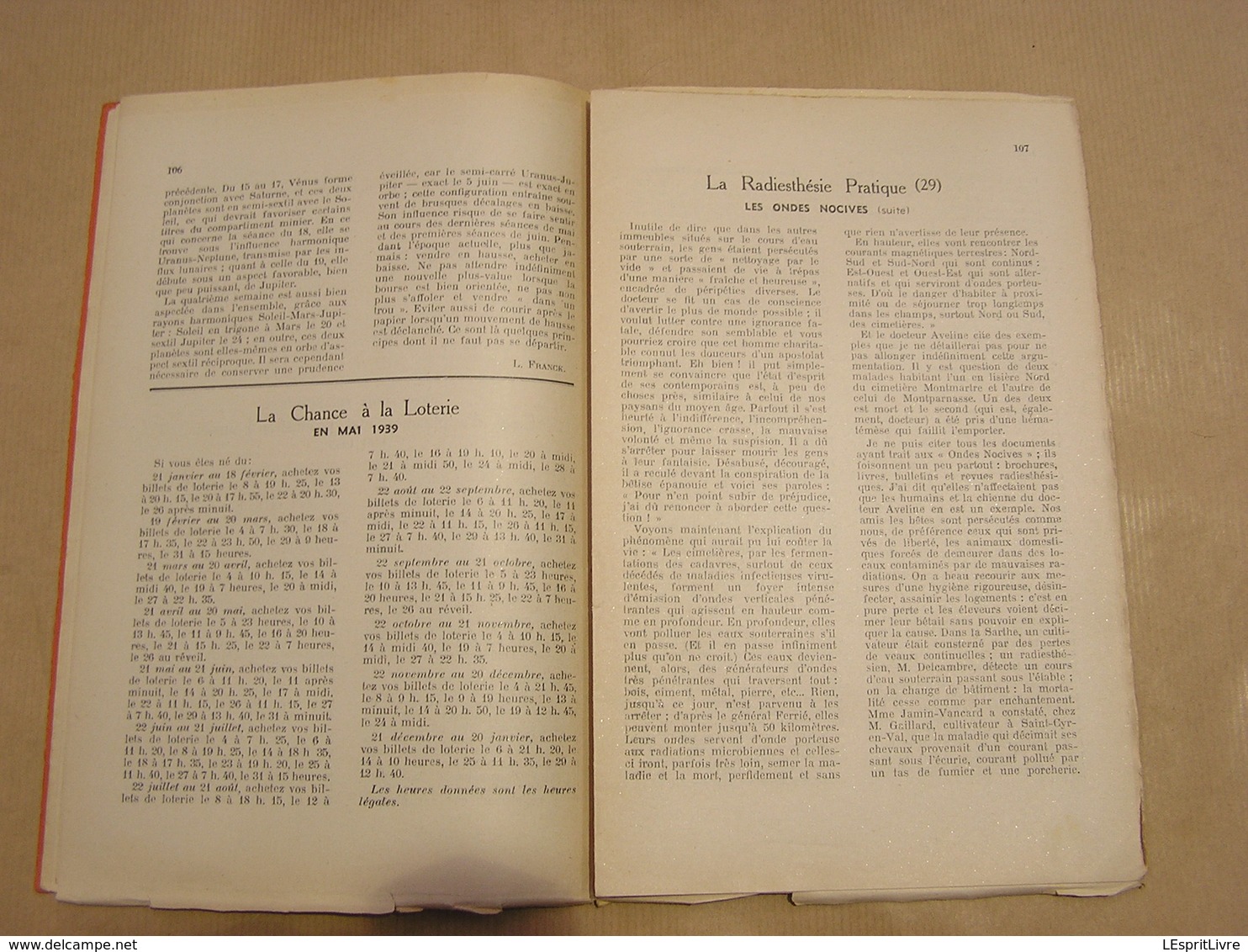 LE CHARIOT Revue Mensuelle De Psychologie Expérimentale Et D' Occultisme N° 102 1939 Radiesthésie Ondes Nocives Hitler - 1900 - 1949