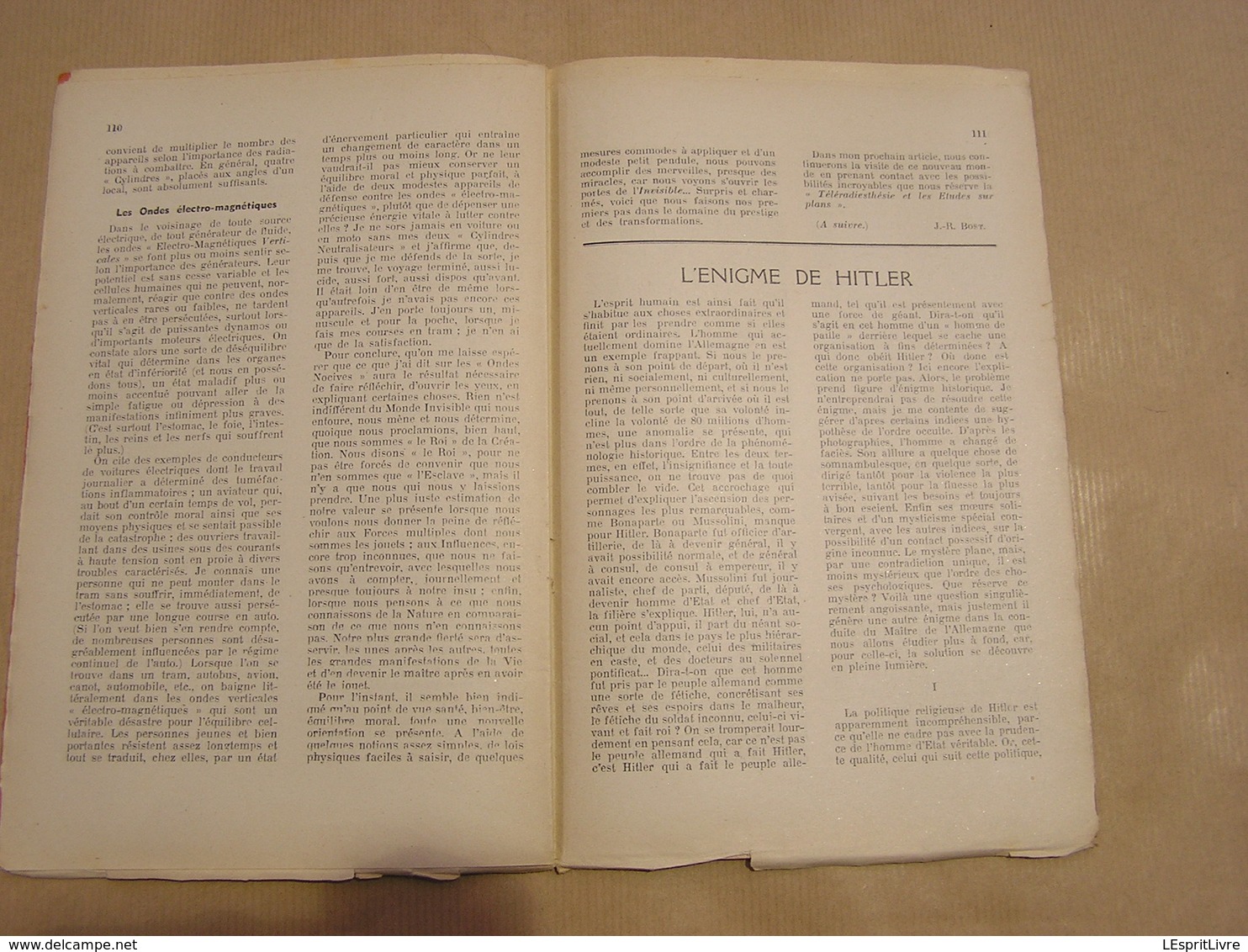 LE CHARIOT Revue Mensuelle De Psychologie Expérimentale Et D' Occultisme N° 102 1939 Radiesthésie Ondes Nocives Hitler - 1900 - 1949