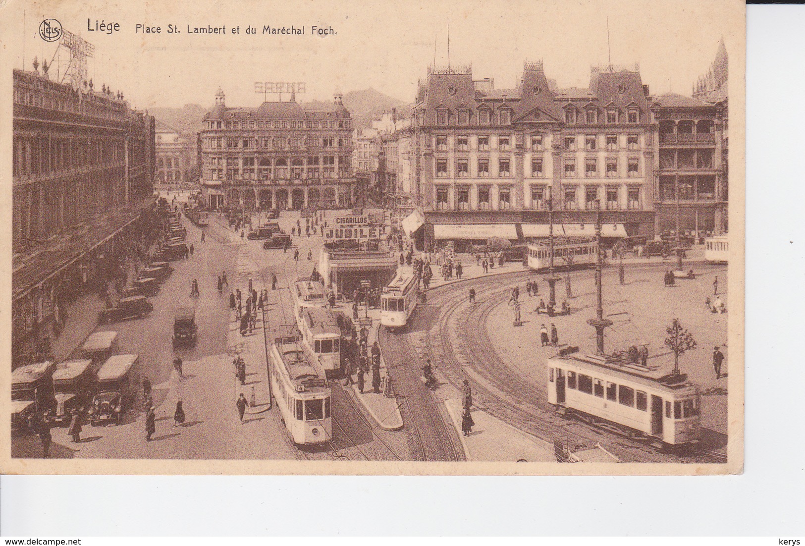 CP Animée 1936 : Les TRAMS , Place St.Lambert Et Du Maréchal Foch à LIEGE - Altri & Non Classificati