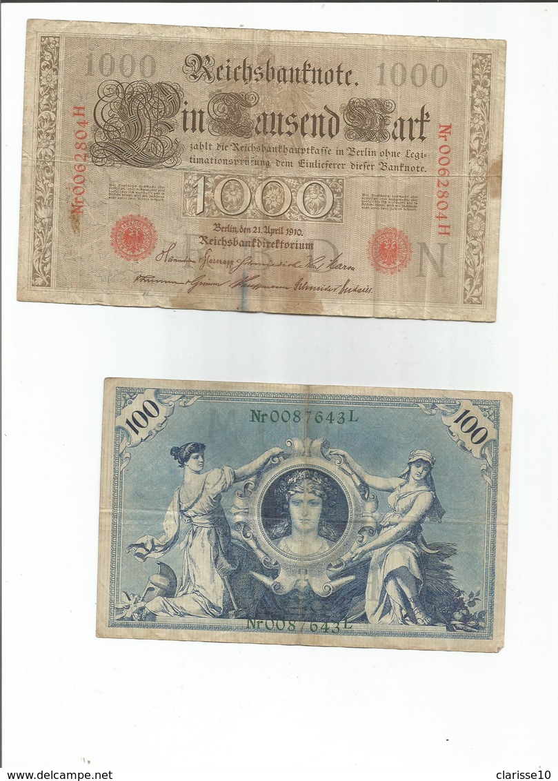 Billet De Banque Germany Allemagne 4 Billets 100.1000.20000 Marks - Altri & Non Classificati