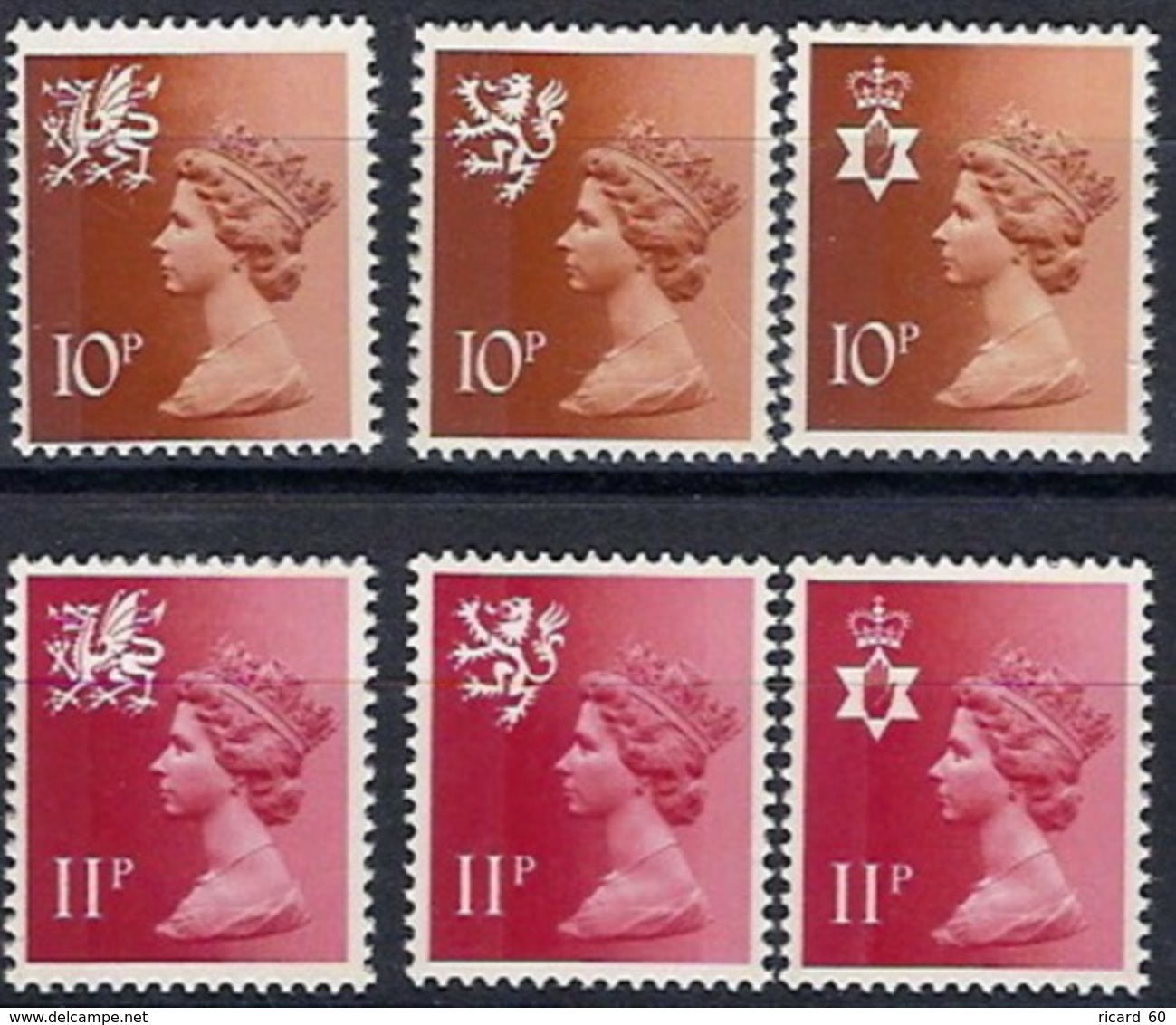 Timbres Neufs** De Grande Bretagne, N°807-12 Yt , 1976, Série Courante, Reine Queen, Régionaux - Neufs