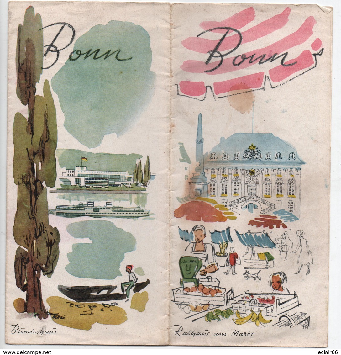 ALLEMAGNE  (BONN)  Dépliant (curiosités Photos,Plan, Touristiques Pour Vos Vacances Année 1960 Dimesion 40cmX40cm - Sonstige & Ohne Zuordnung