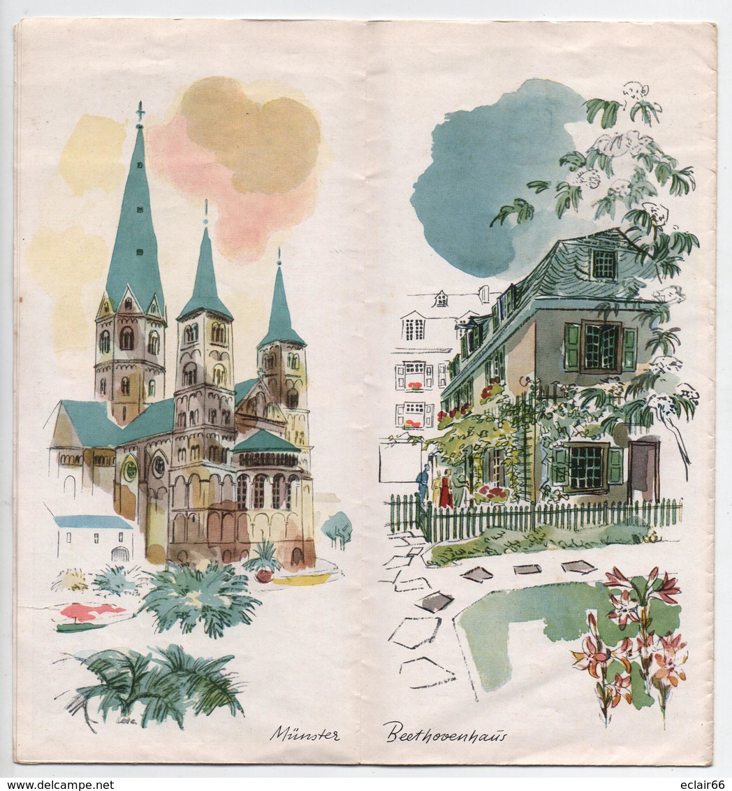 ALLEMAGNE  (BONN)  Dépliant (curiosités Photos,Plan, Touristiques Pour Vos Vacances Année 1960 Dimesion 40cmX40cm - Otros & Sin Clasificación