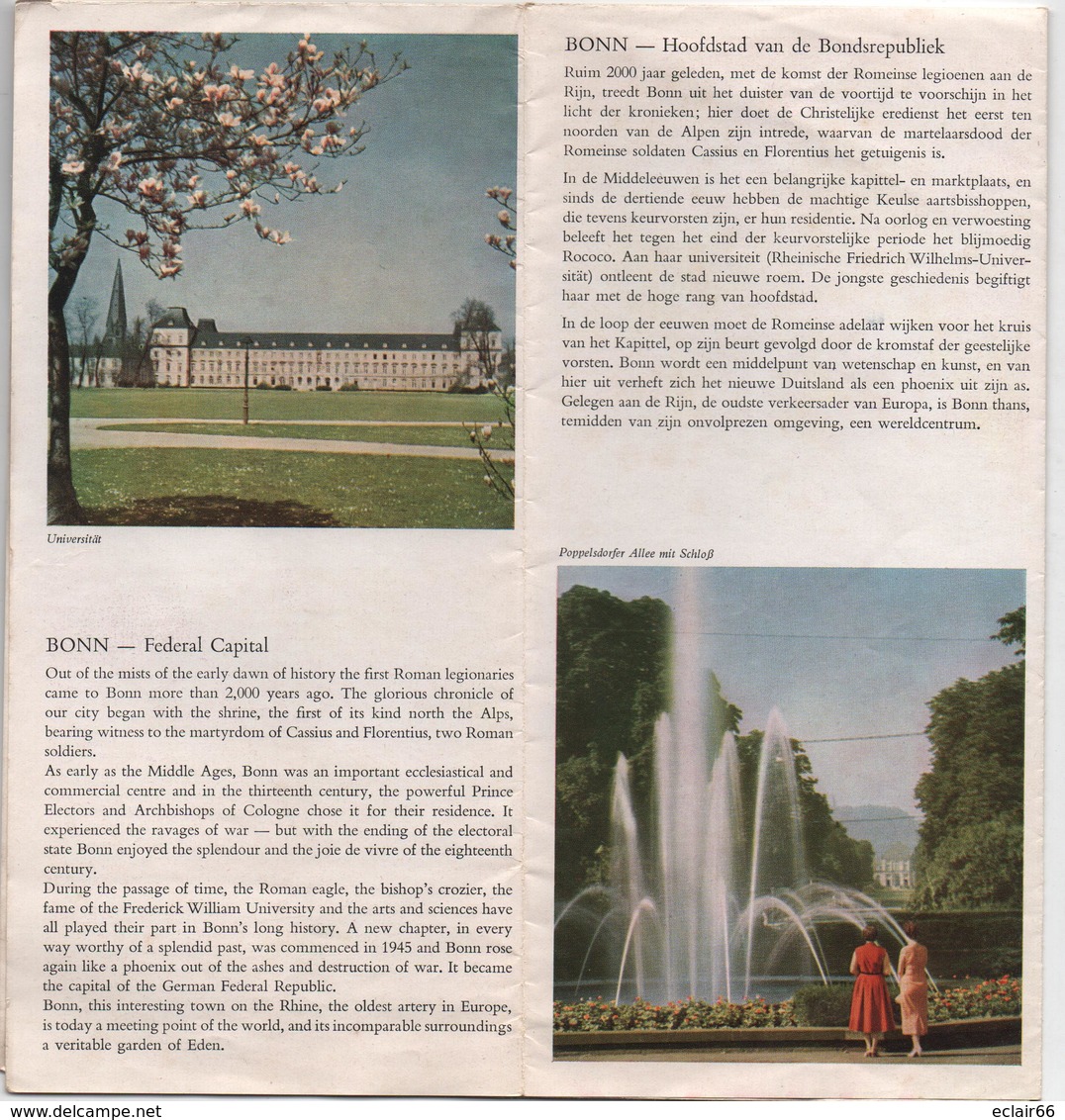 ALLEMAGNE  (BONN)  Dépliant (curiosités Photos,Plan, Touristiques Pour Vos Vacances Année 1960 Dimesion 40cmX40cm - Sonstige & Ohne Zuordnung