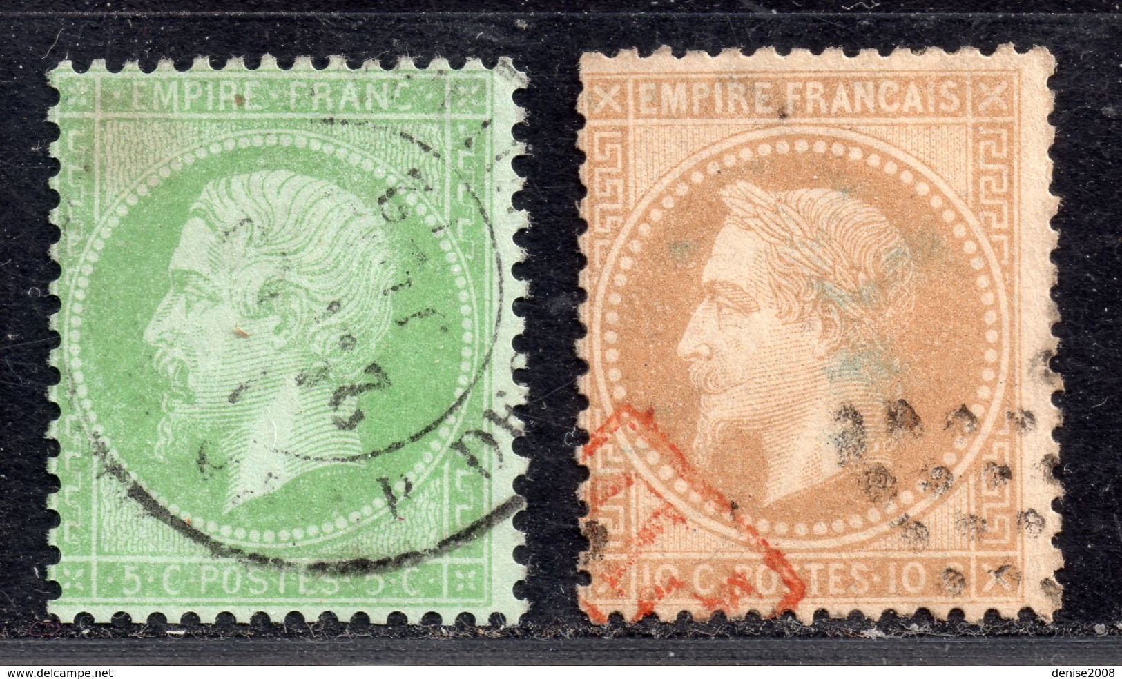 Napoléon  N° 20g/28B  Avec Oblitération D'Epoque Cachet à Date Et PD Rouge Dans Rectangle  TB - 1853-1860 Napoléon III.