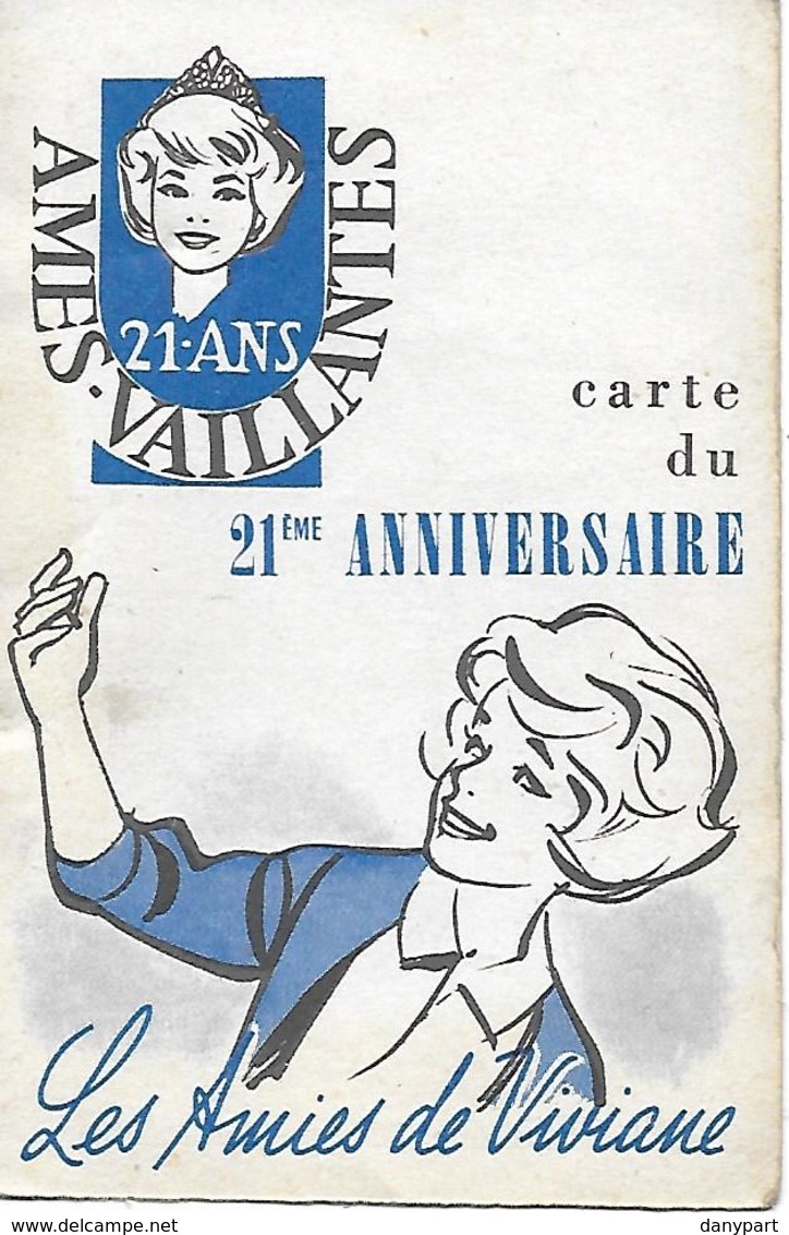 AMES VAILLANTES CARTE DU 21° ANNIVERSAIRE LES AMIES DE VIVIANE CARTE DE MEMBRE - Scouting