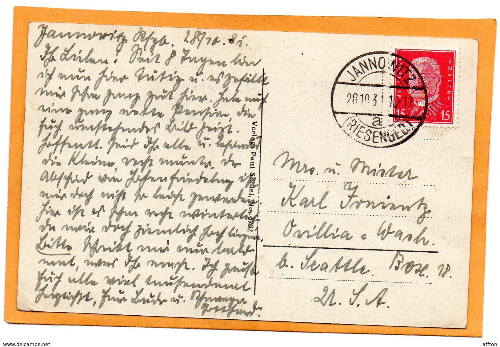 Jannowitz Janowice Wielkie Poland 1931 Postcard - Pologne