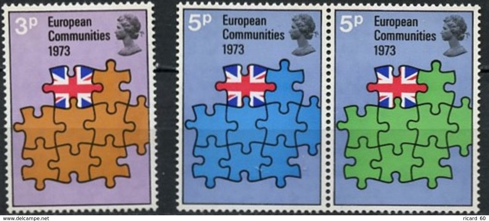 Timbres Neufs** De Grande Bretagne, N°675-7 Yt, Entrée Du Royaume Uni Dans La CEE, Puzzle Drapeau Union Jack - Neufs