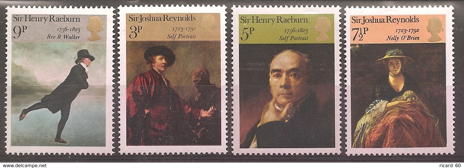 Timbres Neufs** De Grande Bretagne, N°687-90 Yt, Tableaux De Reynolds Et Raeburn, Autoportrait, O' Brien, Walker - Neufs