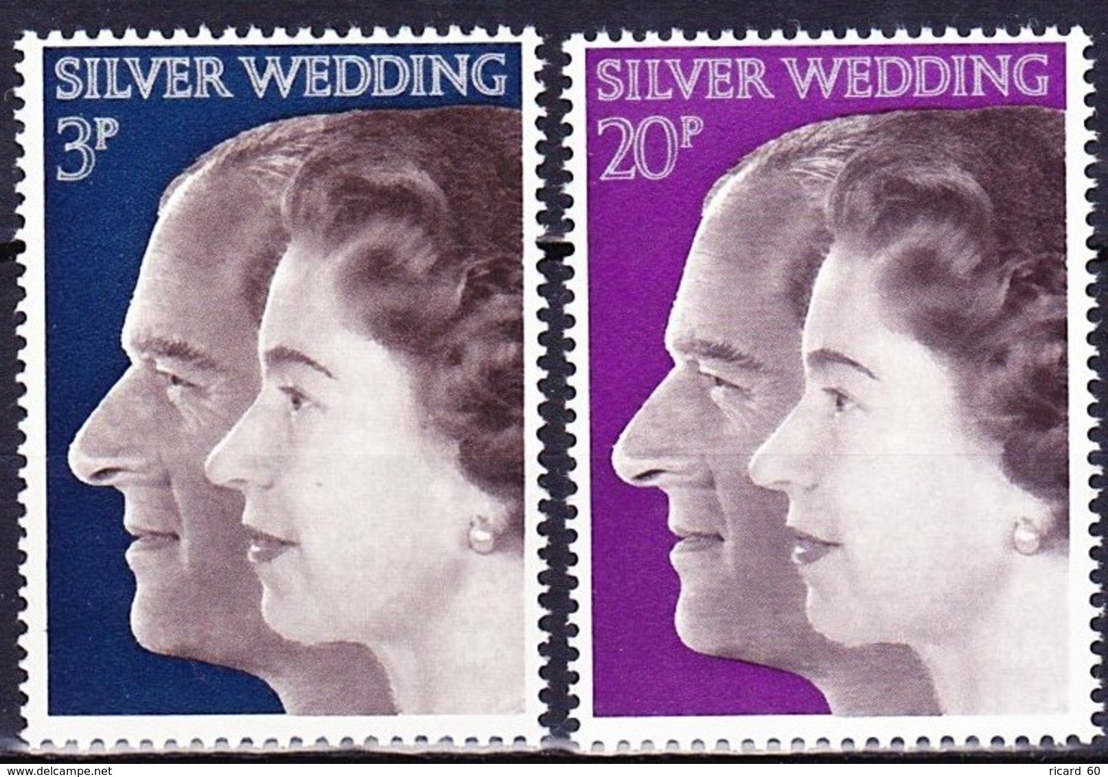 Timbres Neufs** De Grande Bretagne, N°672-3 Yt, Noces D'argent Du Couple Royal - Neufs