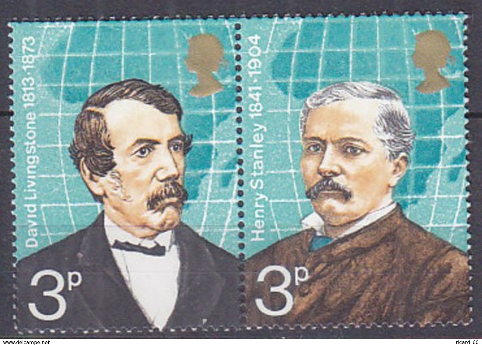 Timbres Neufs** De Grande Bretagne, N°679-80 Yt, Explorateurs, Livingstone, Henri Stanley, Se Tenant - Neufs