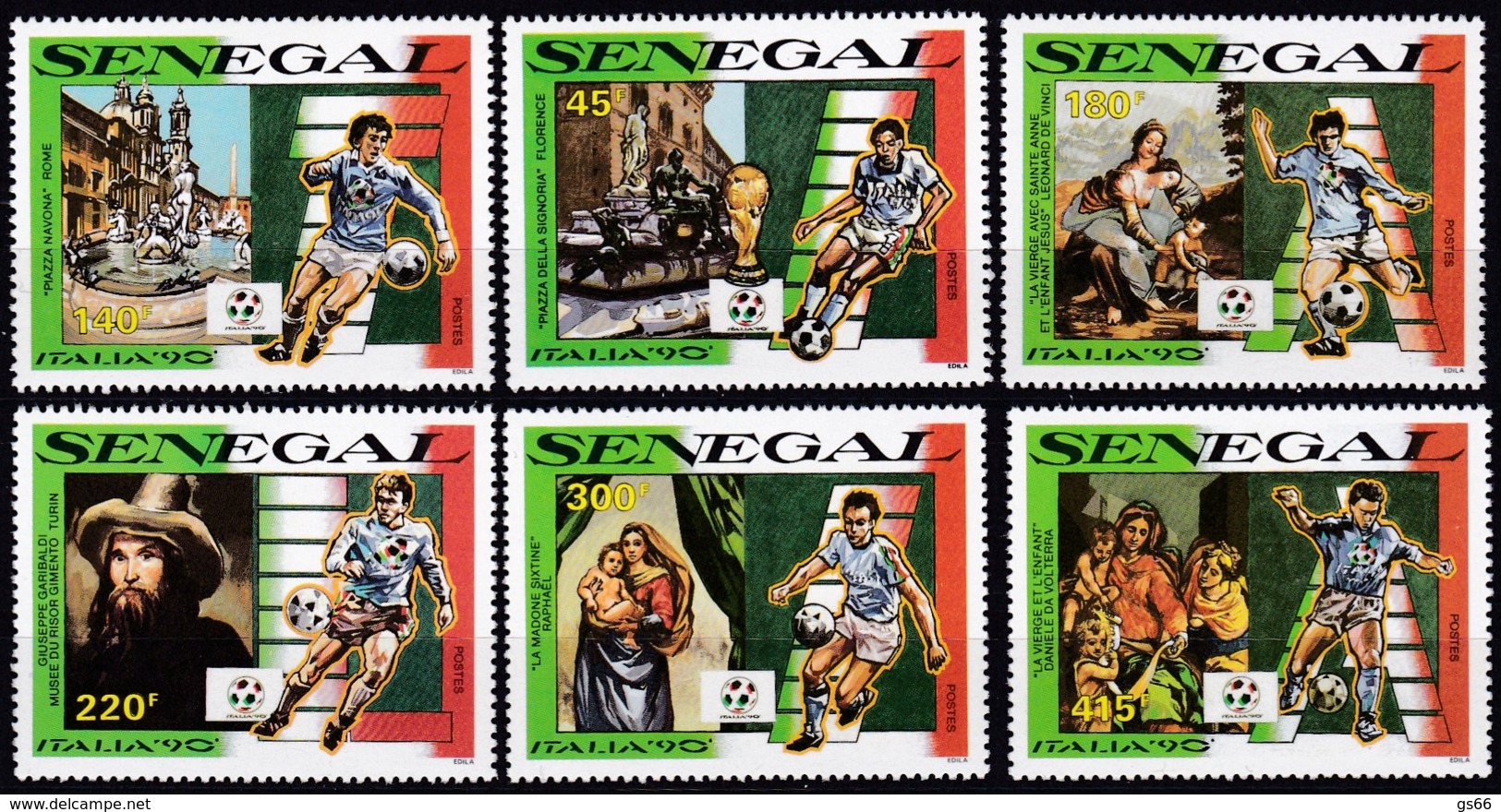 Senegal, 1990, 1076/81 A,  Fußball-Weltmeisterschaft 1990.  MNH ** - Senegal (1960-...)