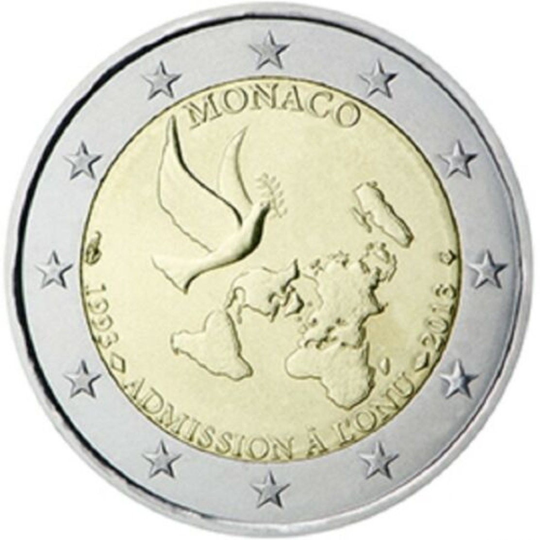 MONACO PIECE DE 2 EURO COMMEMORATIVE 2013 (20° ANNIVERSAIRE ADMISSION A L'ONU") NEUVE UNC - Monaco