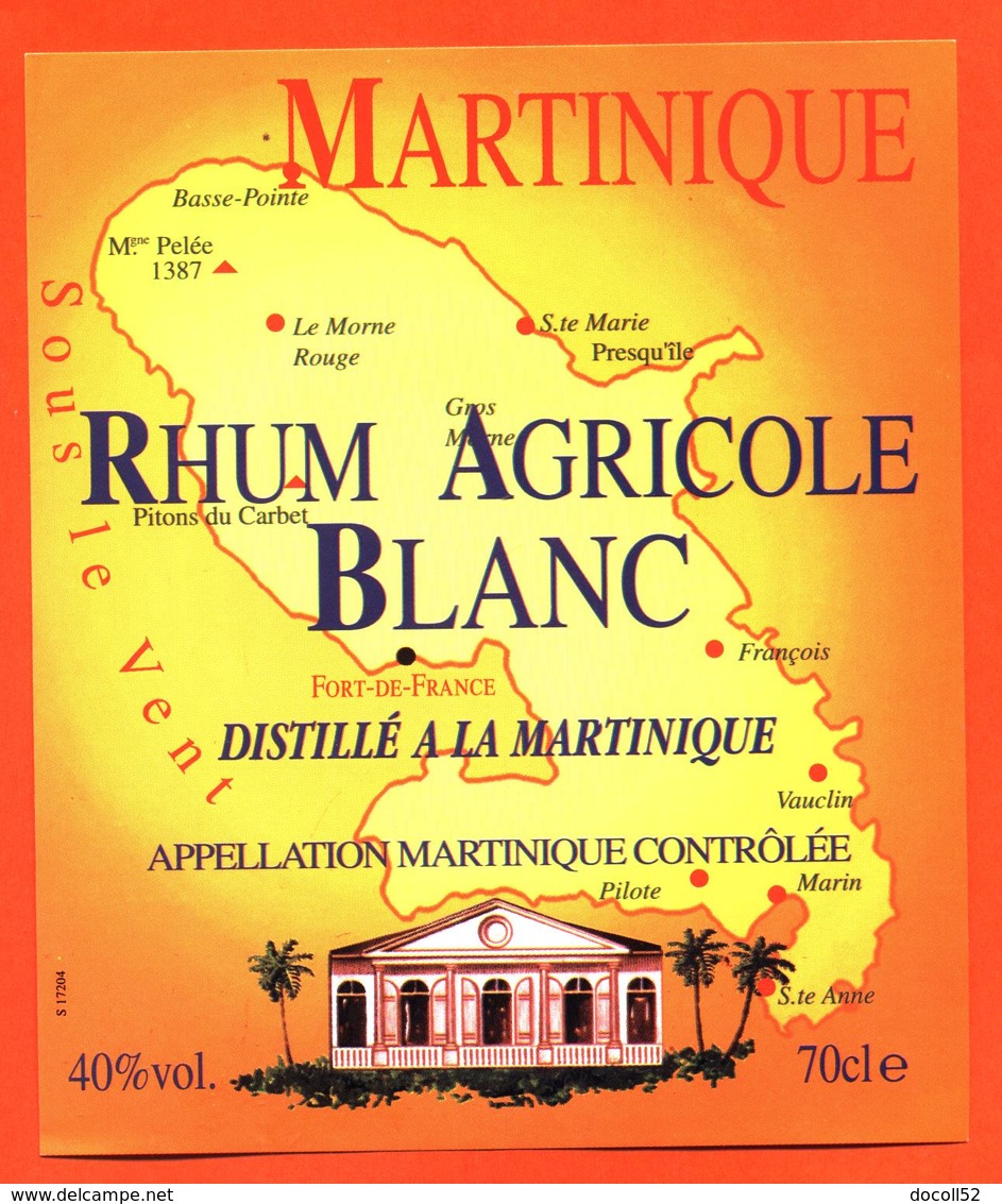 étiquette De Rhum Martinique Agricole Blanc à La Martinique - 70 Cl - Rhum