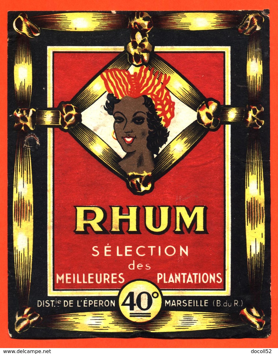 étiquette Ancienne De Rhum Selection Distillerie De L'éperon à Marseille - Rhum