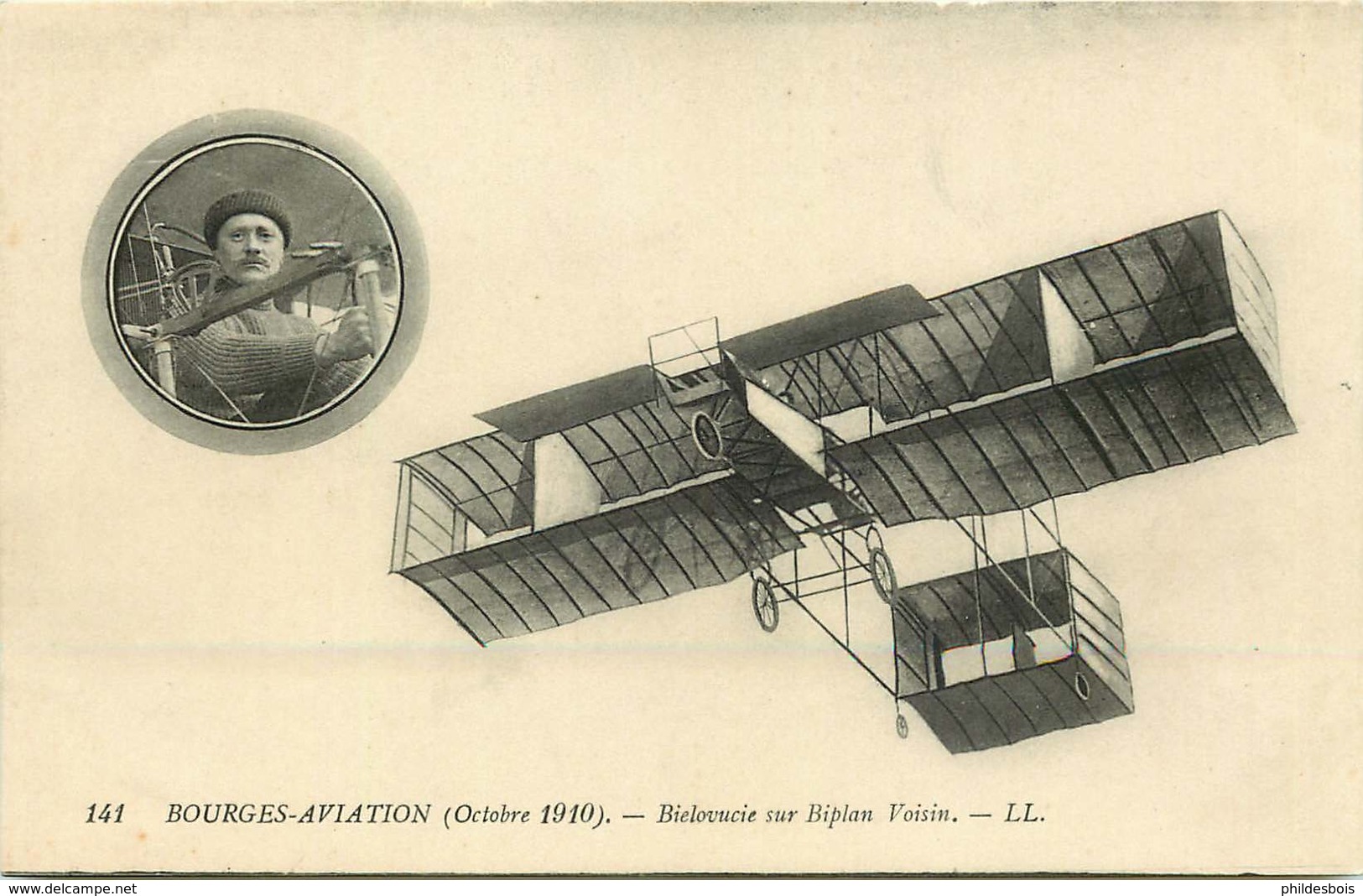 BOURGES AVIATION Octobre 1910 Bielovucie Sur Biplan Voisin - Demonstraties