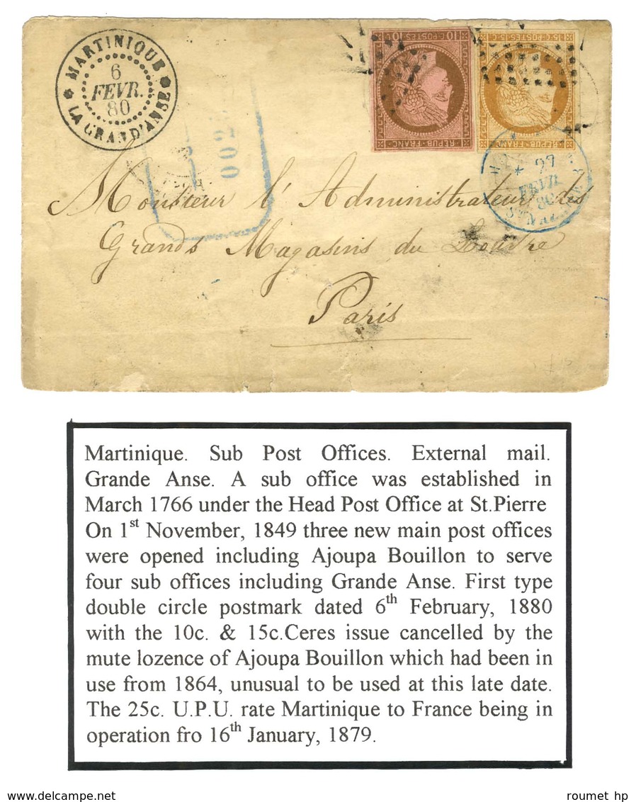 Losange / Col. Gen. N° 18 + 22 Càd * MARTINIQUE / LA GRAND' ANSE 6 FEVR. 80 Sur Lettre Pour Paris. - TB. - R. - Maritime Post