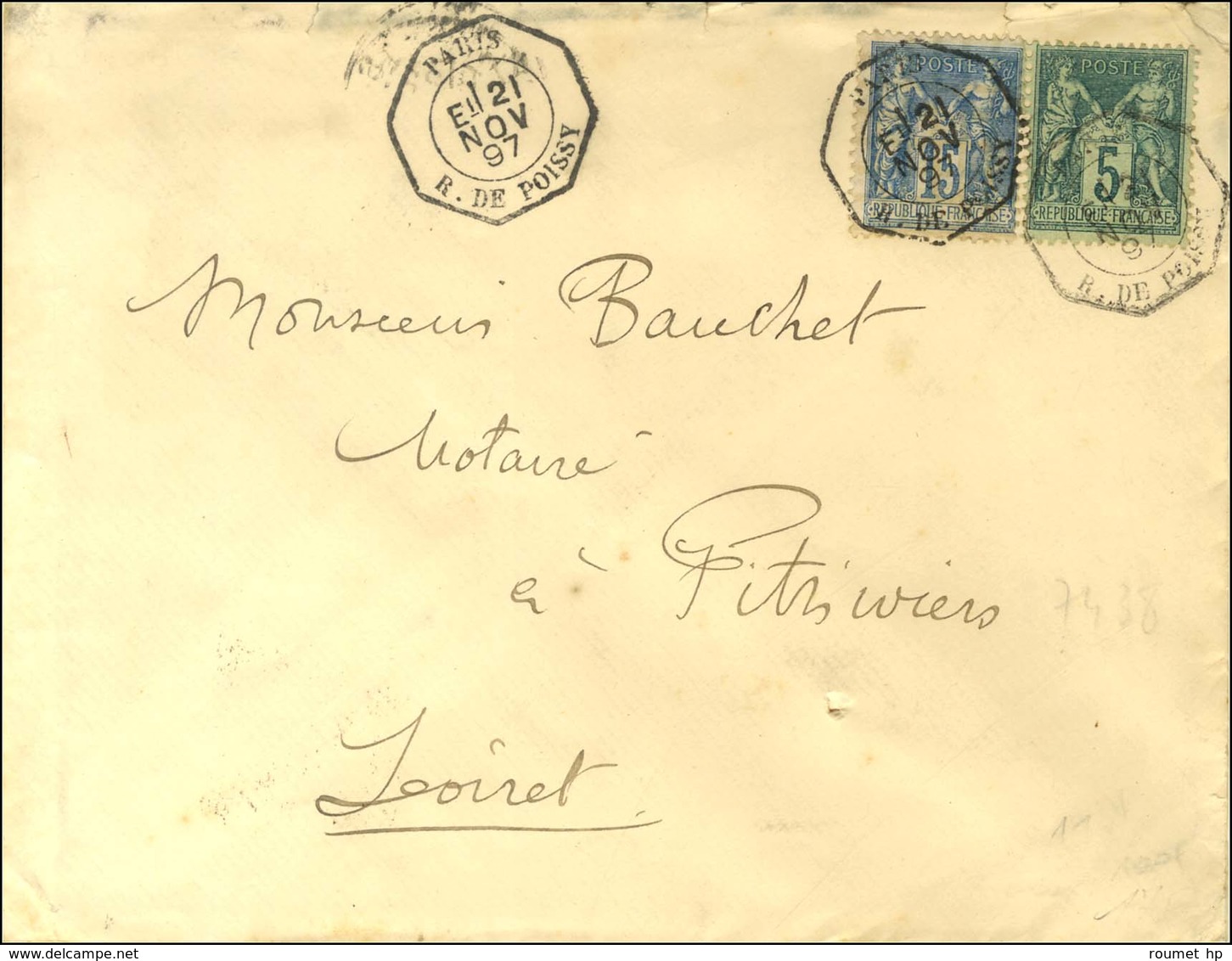 Càd Octo De Lev. Exp. PARIS / R. DE POISSY E1 / N° 75 + 90. 1897. - TB / SUP. - Other & Unclassified