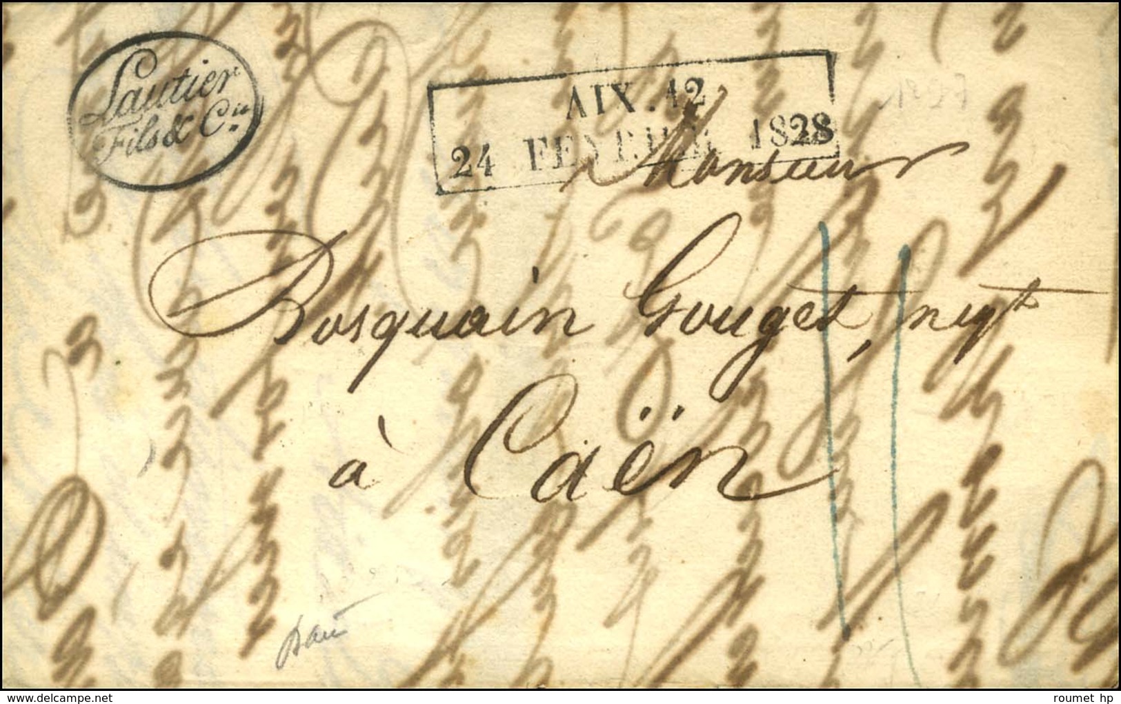 Cachet D'essai Encadré De Février 28 : AIX 12 / 24 FEVRIER 1828 (Cote : 700). - SUP. - R. - Other & Unclassified