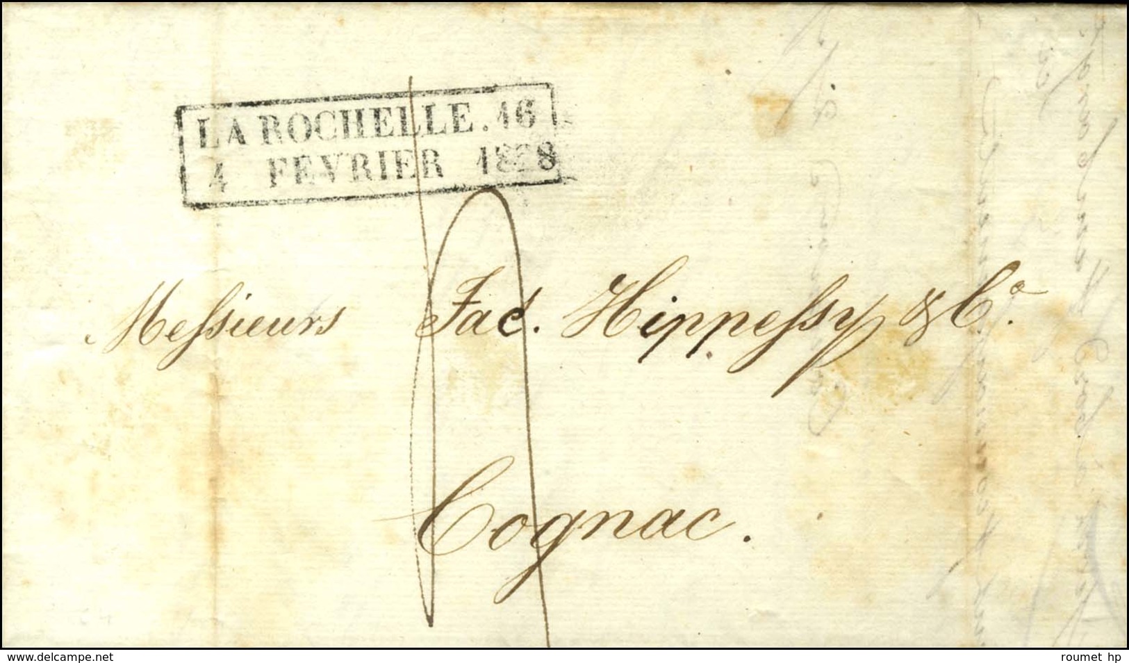 Cachet D'essai Encadré De Février 28 : LA ROCHELLE 16 / 4 FEVRIER 1828 (Cote : 1400). - TB / SUP. - R. - Other & Unclassified