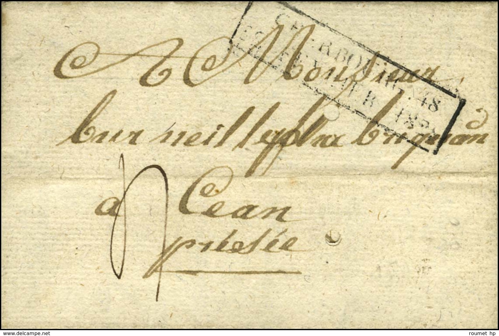 Cachet D'essai Encadré De Février 28 : CHERBOURG 48 / 22 FEVRIER 1828 (Cote : 1200). - B / TB. - R. - Andere & Zonder Classificatie