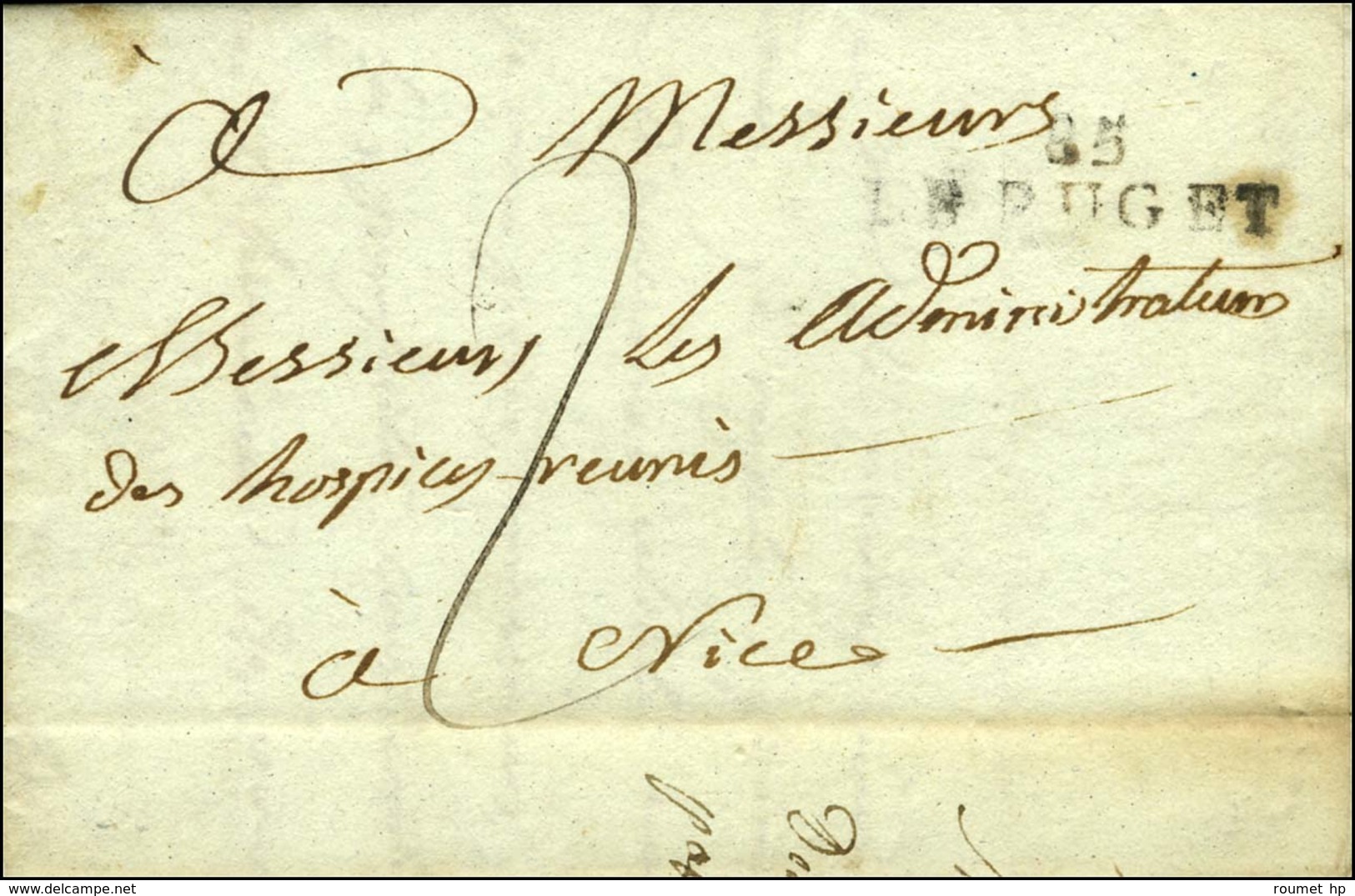 85 / LE PUGET Sur Lettre Avec Texte Daté Le 22 Mai 1814 (4 Jours Avant La Fin Du Département Des Alpes Maritimes) Pour N - 1792-1815: Veroverde Departementen