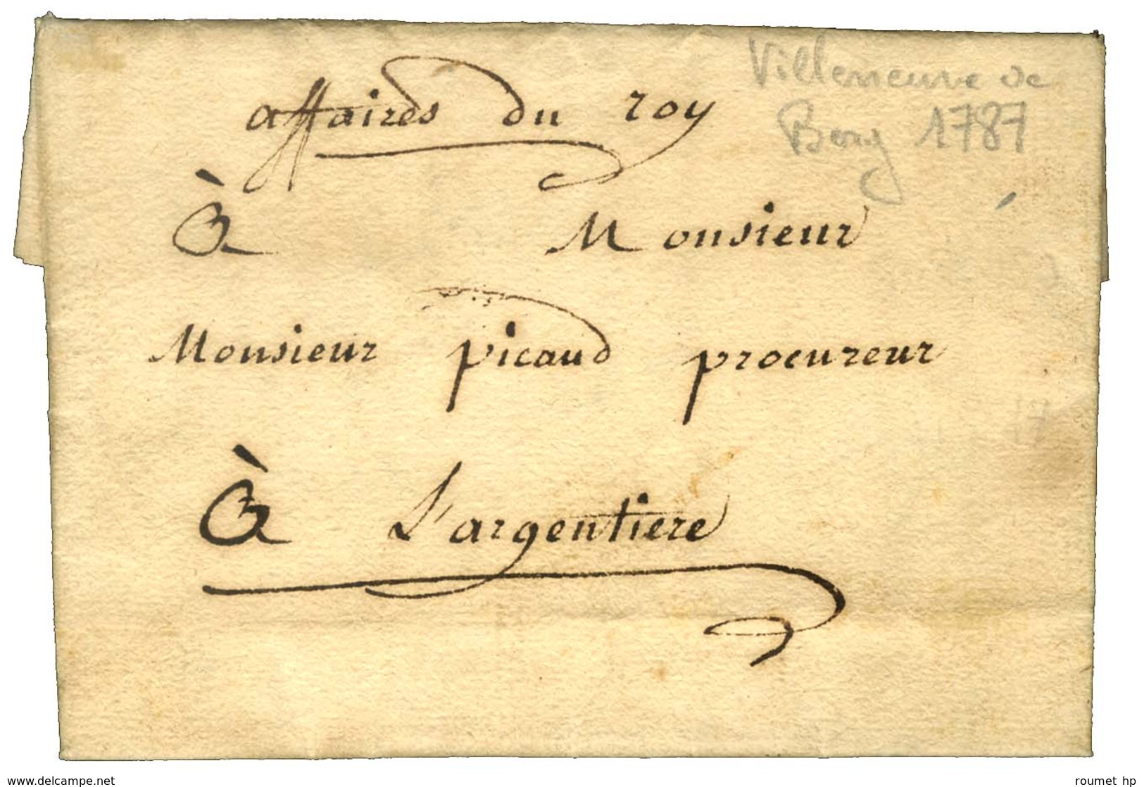 '' Affaires Du Roy '' Sur Lettre Avec Texte Daté De Villeneuve De Berg. 1787. - TB. - Civil Frank Covers