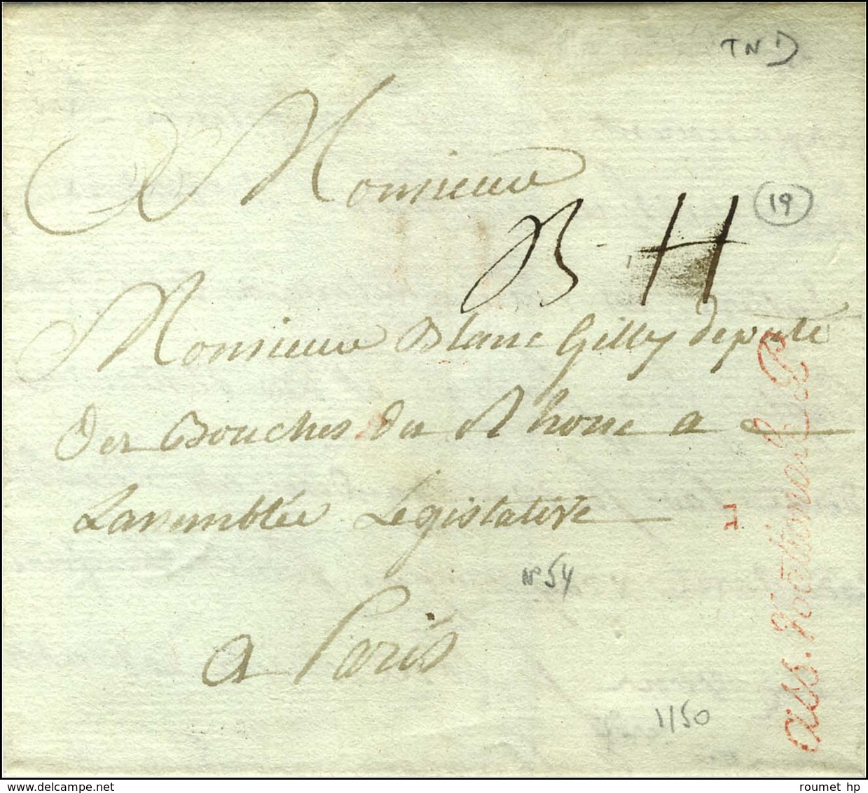 ' Ass. Nationale P ' Rouge (S N° 513 A) Sur Lettre Avec Texte Non Daté. - TB. - Civil Frank Covers