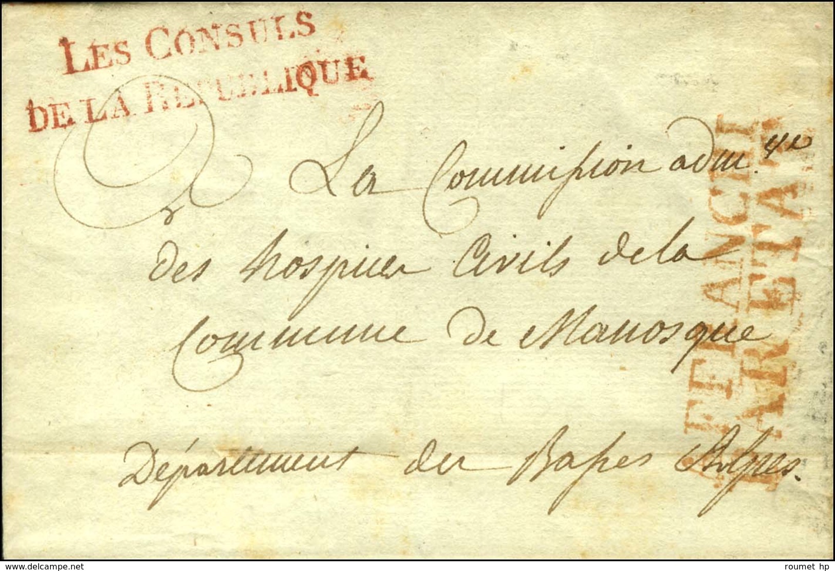 LES CONSULS / DE LA REPUBLIQUE (rouge) (S N° 1081) Sur Lettre Avec Texte Daté An 8. - SUP. - Civil Frank Covers