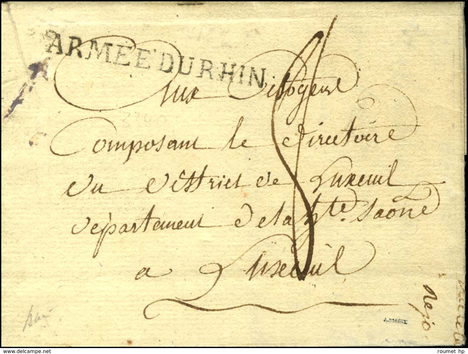ARMEE DU RHIN Sur Lettre Avec Texte Daté De Newport. An 3. - SUP. - R. - Armeestempel (vor 1900)