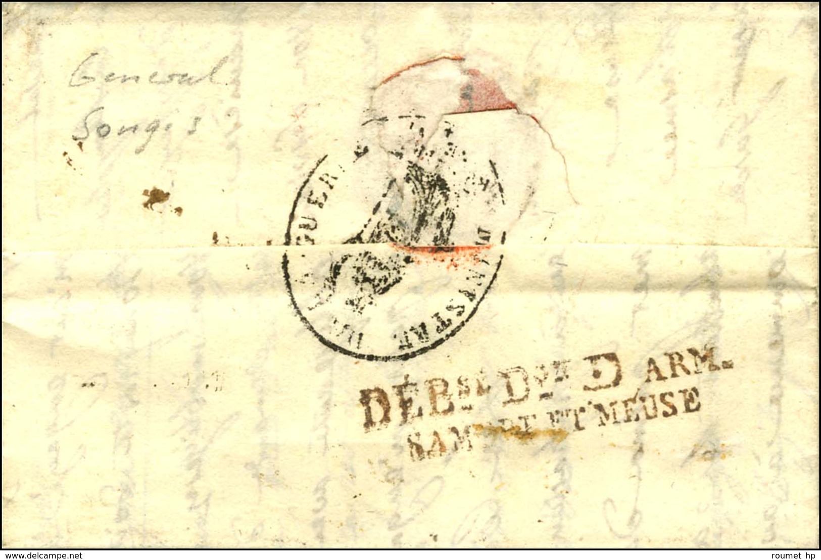 Griffe ' Mtre De La Guerre ' Sur Lettre En Franchise Avec Texte Daté Le 13 Vendémiaire An 6 Adressée Au Général Commanda - Army Postmarks (before 1900)