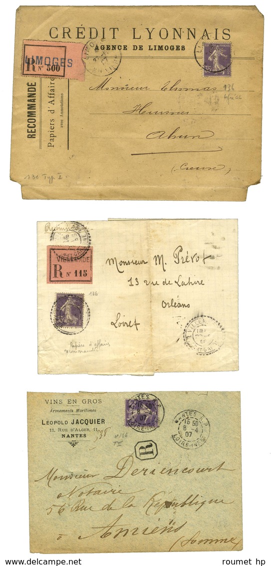 Lot De 3 Lettres Affranchies Avec N° 136-1. - TB. - Collections
