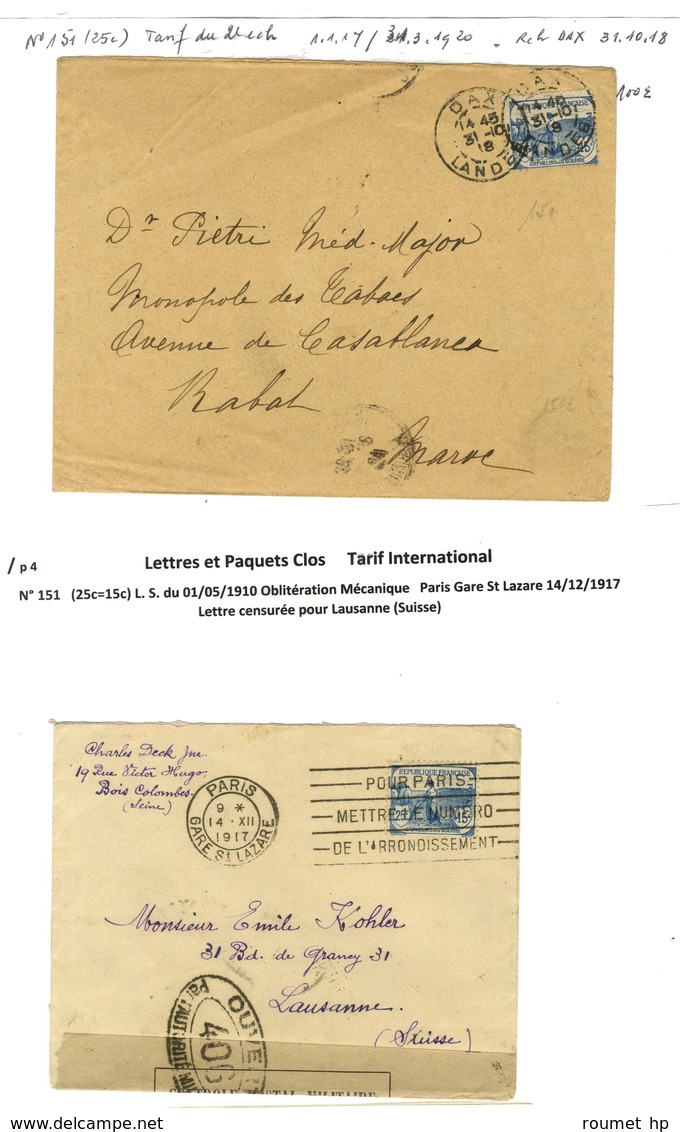 Lot De 15 Lettres Affranchies Avec Timbres De La 1ère Orphelin (N° 149 à 153 Inclus). - TB. - Collections